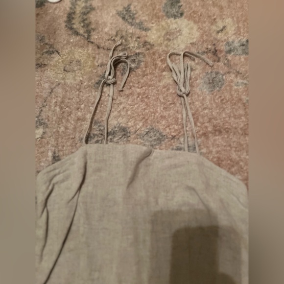 Abercrombie & Fitch Tie Strap Ruffle Hem Mini Linen Dress - Picture 8 of 9